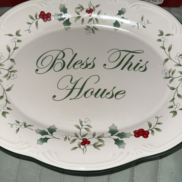 NEW in Box NIB Pfaltzgraff WINTERBERRY Bless This House Plate 10" Platter Gift - Picture 2 of 4